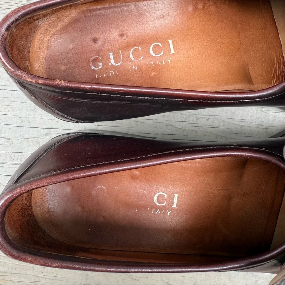 Gucci brown leather loafers shoes size 11.5